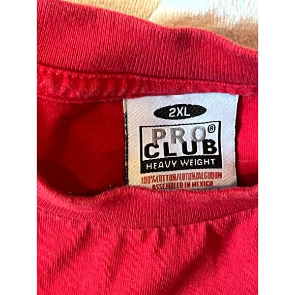 Pro Club Heavy Red T-Shirt, Men's 2XL - Picture 3 of 3